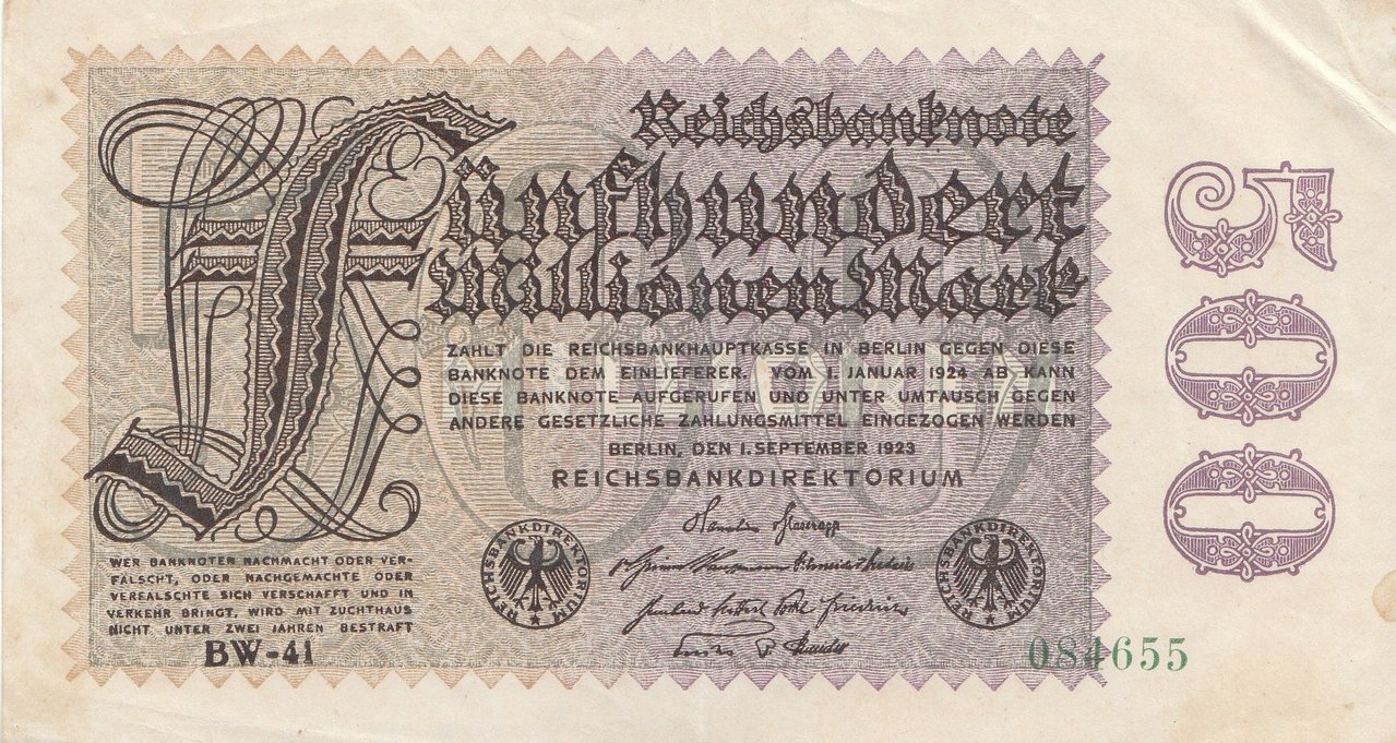 50 MILLION MARK 1923 EXTREMELY FINE GERMANY
