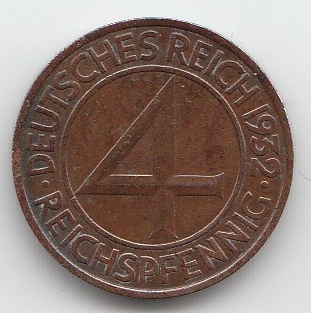 4 Reichspfennig German Empire 1932 315
