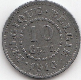 10 Centimes Belgien 1915-1917