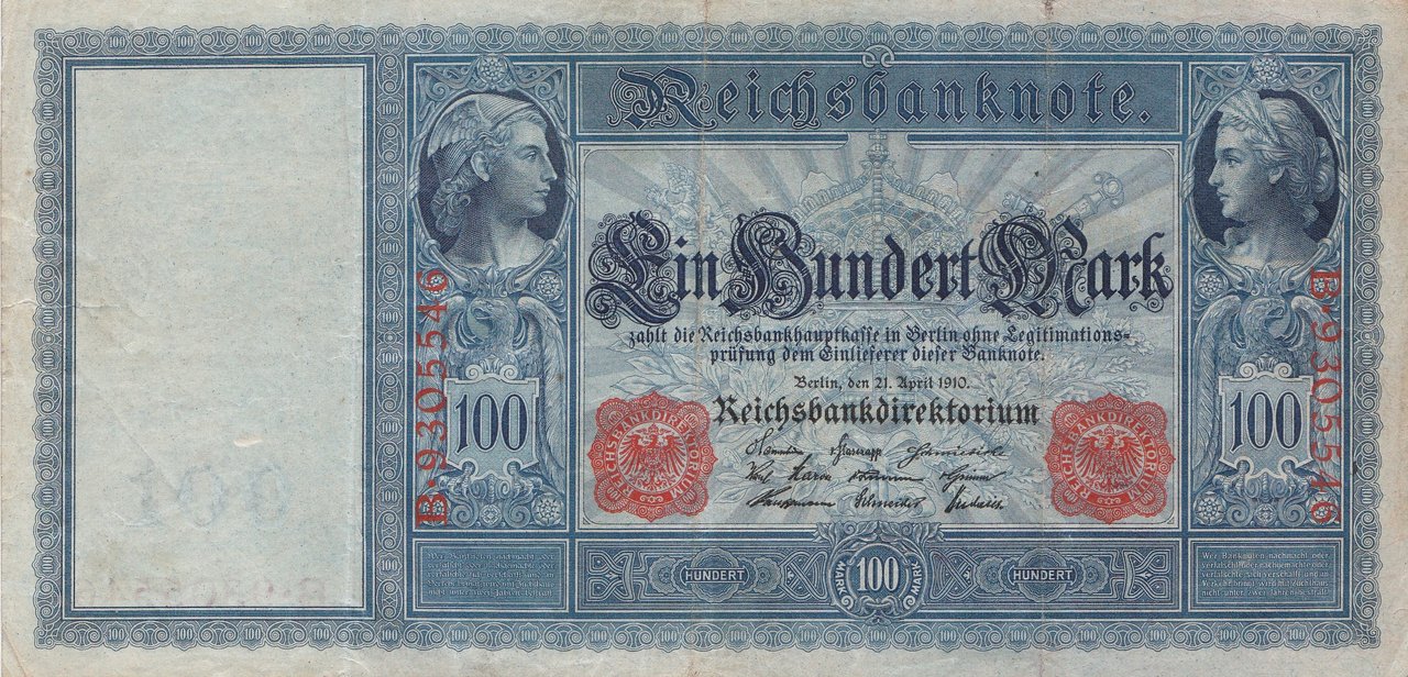 100 pieces 100 Mark 1908 German Empire Papermoney RED seal P33 Banknotes big Lot 