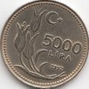 5000 Lira Turkey 1992-1994