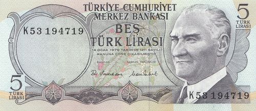 5 Lira Turkey L.1970 (1976) 185