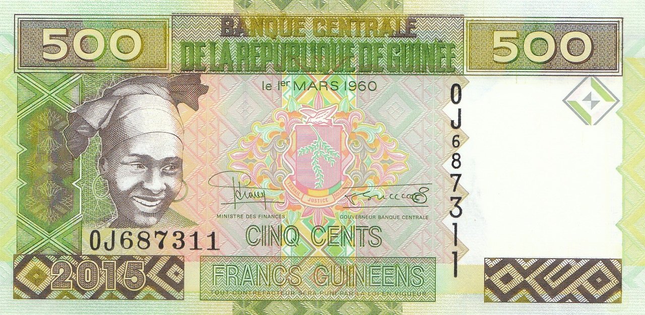 GUINEA UNC BANKNOTES & 1,000 Francs 2006 100 Francs 2015 500 Francs 2017 