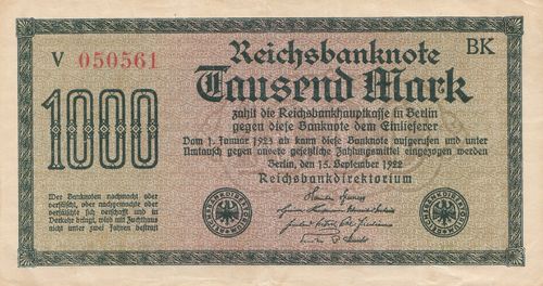 1000 Mark Deutsches Reich 1922 75g