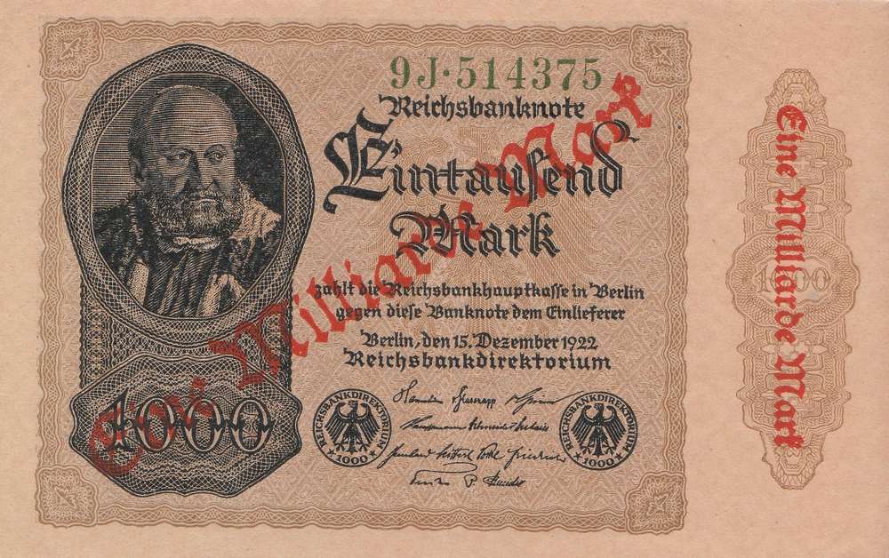 1 Milliarde Mark Deutsches Reich 1922 110f - Coins of Germany
