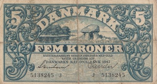 5 Kroner Dänemark 1942 30h