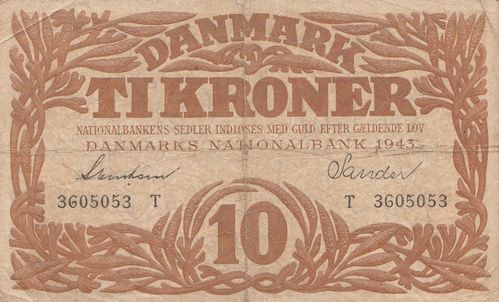 10 Kroner Dänemark 1943 31n