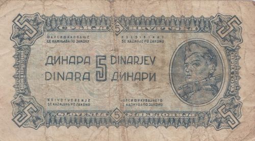 5 Dinara Jugoslawien 1944 49a