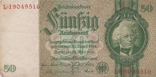 50 Reichsmark German Empire 1933 175cFL