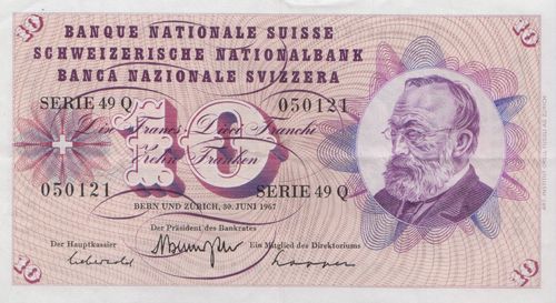 10 Franken Swiss 1967 45m