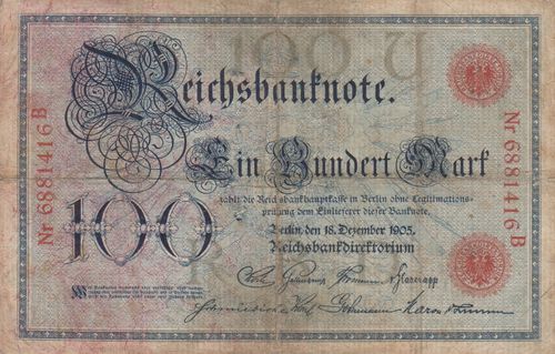 100 Mark Deutsches Reich 1905 23a