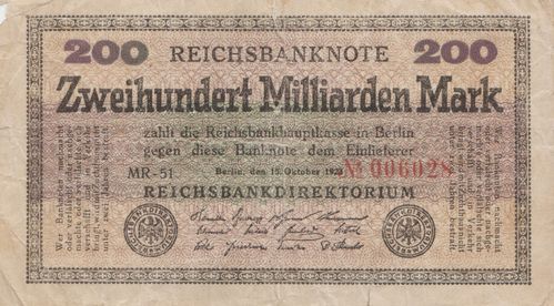 200 Milliarden Mark Deutsches Reich 1923 118b