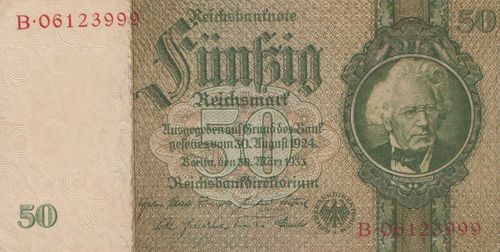 50 Reichsmark Deutsches Reich 1933 175dA