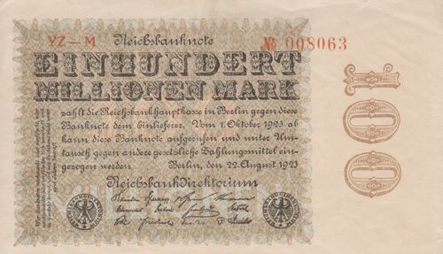 100 Millionen Mark Deutsches Reich 1923 106p